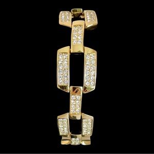 Vintage Joan Rivers Gold Plated Link Bracelet With AB Swarovski Crystal Stones